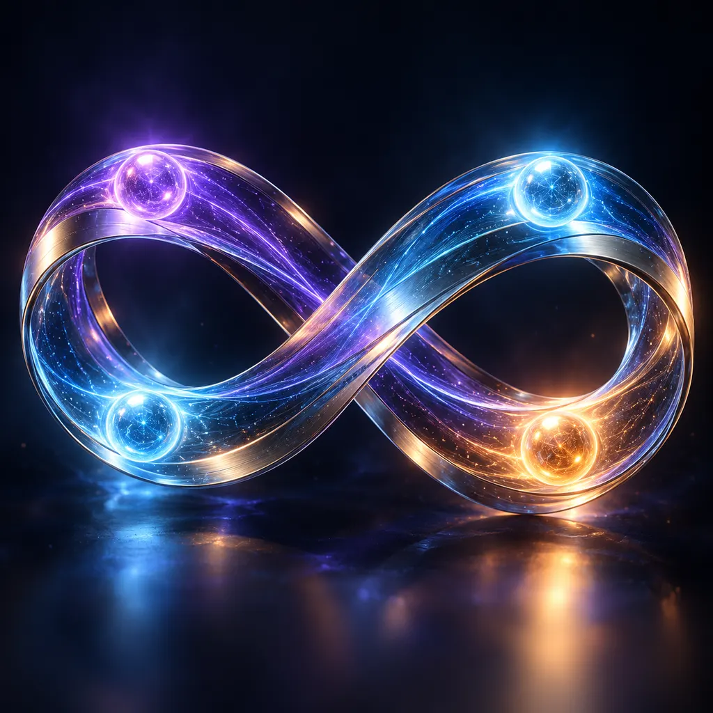 A luminous continuous loop with four glowing waypoints, representing the plan, decide, act and loop cycle